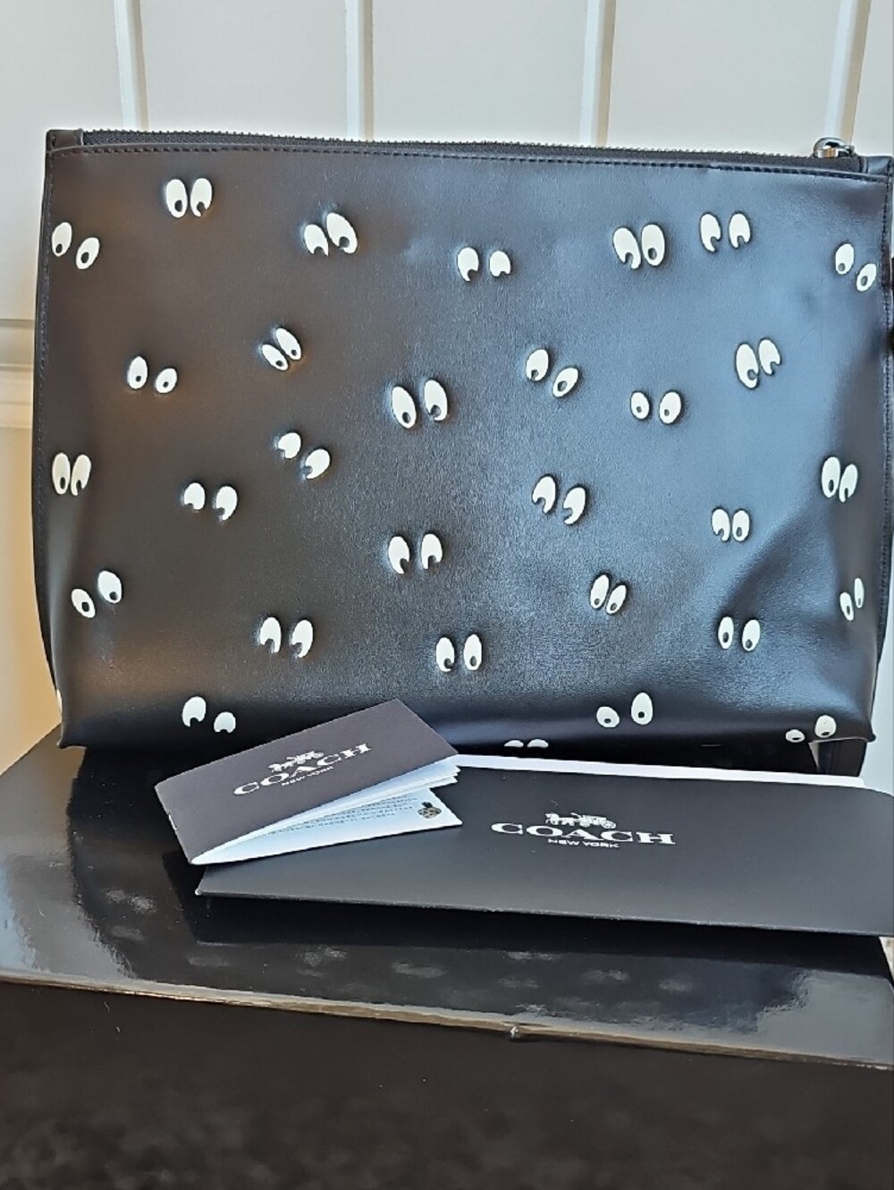 NWT Disney x Coach Dark Fairy Tale Spooky Eyes Leather Carryall Pouch Clutch - Picture 6 of 11